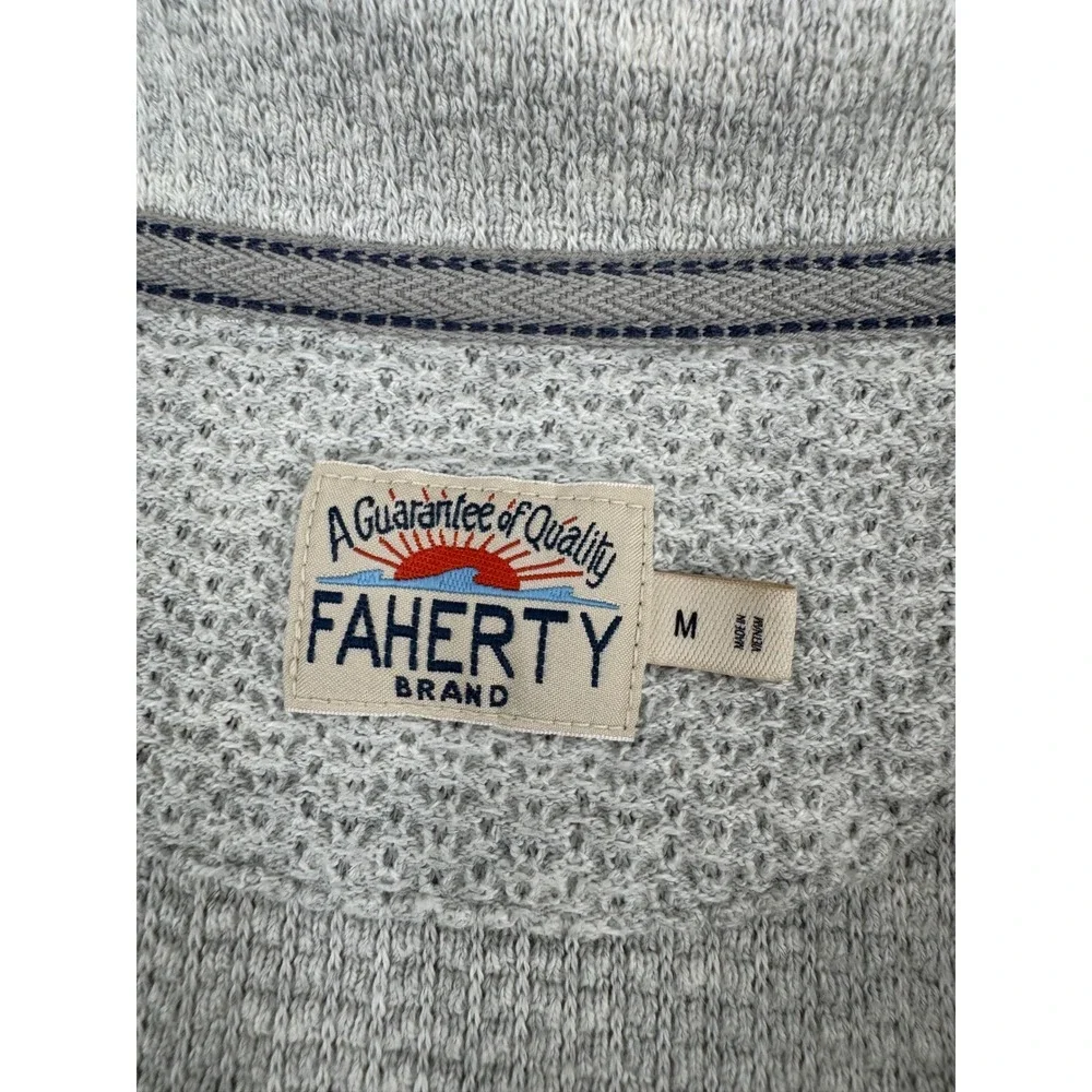 Faherty Textured Knit Quarter Zip Pullover Mens Size M 100% Good Earth Cotton